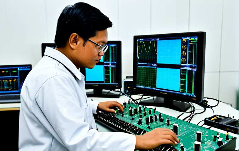 **

"A Malaysian engineer in a clean, modern electronics lab, fully clothed in appropriate attire, working on an FPGA development board, surrounded by oscilloscopes and testing equipment. Professional, safe for work, appropriate content, perfect anatomy, correct proportions, well-lit, demonstrating a family-friendly and professional environment."

**